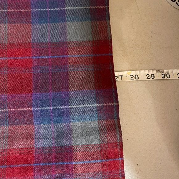 Vintage Personal Skirt Navy Red Plaid Pleated Midi Wool Blend 14 - Picture 10 of 10